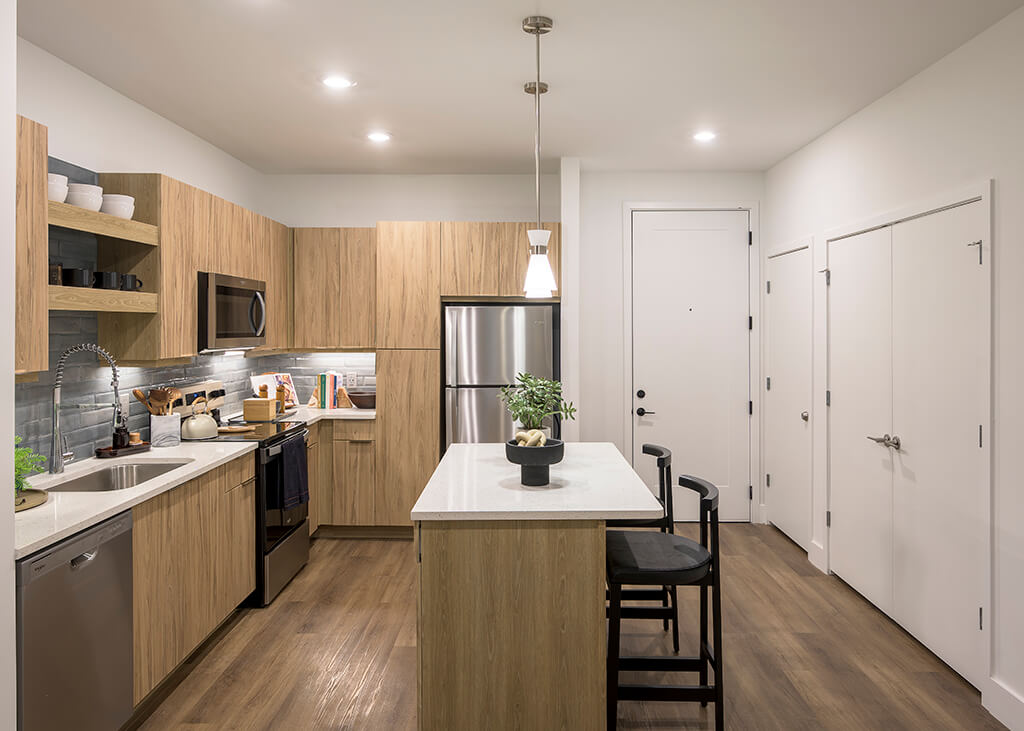 Kitchen island at The Edley in Atlanta GA